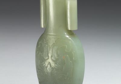 图片[3]-Jade vase with animal-mask pattern and tubular handles, Qing dynasty (1644-1911)-China Archive